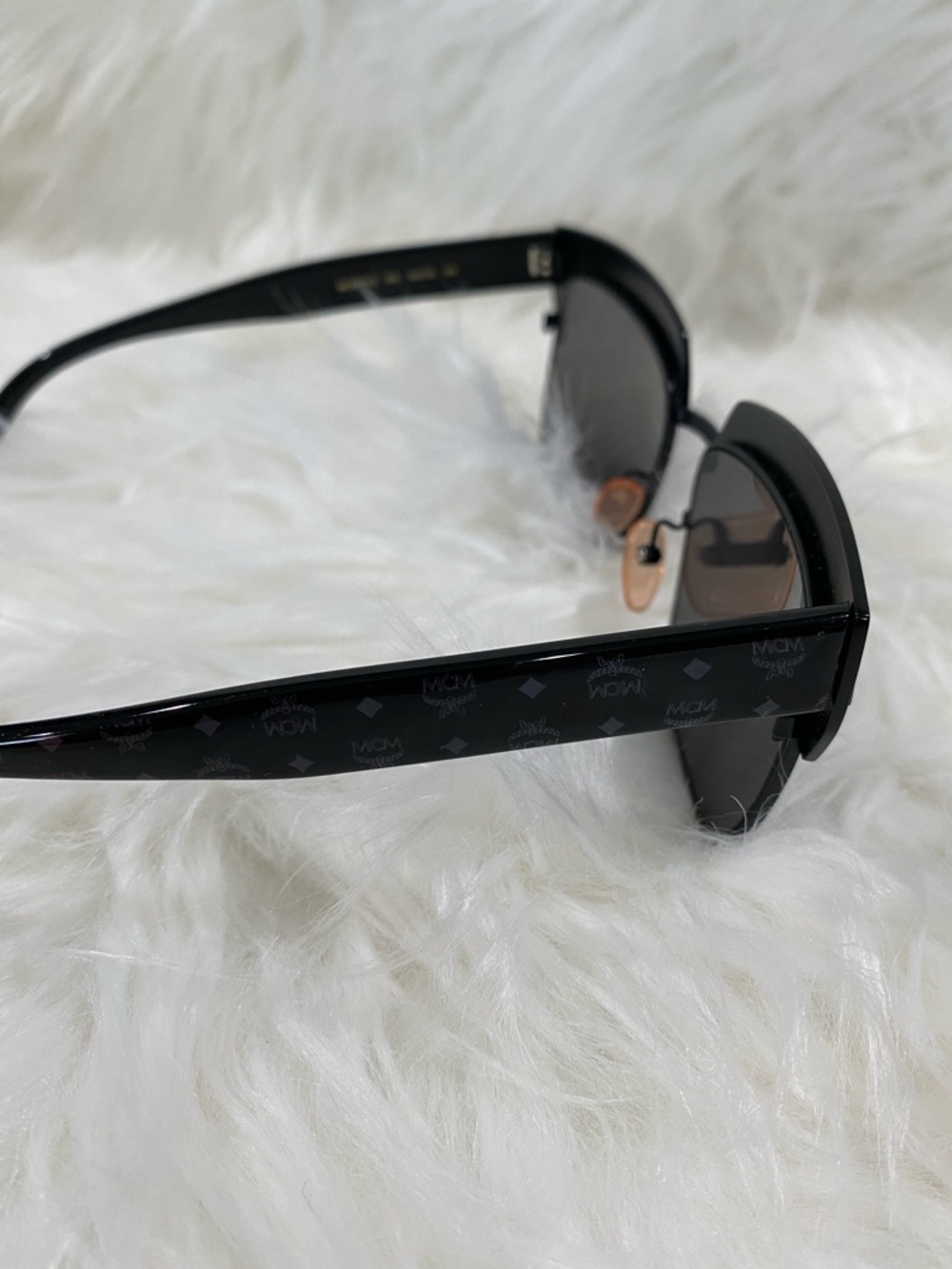 MCM Black Frame Sunglasses with Blue Mirrored Lenses NWOT - Picture 8 of 11